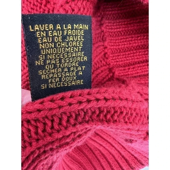 Lauren Ralph Lauren Black Label Red Cable-Knit Full-Zip Red Sweater 3Xlarge Plus - Picture 9 of 9